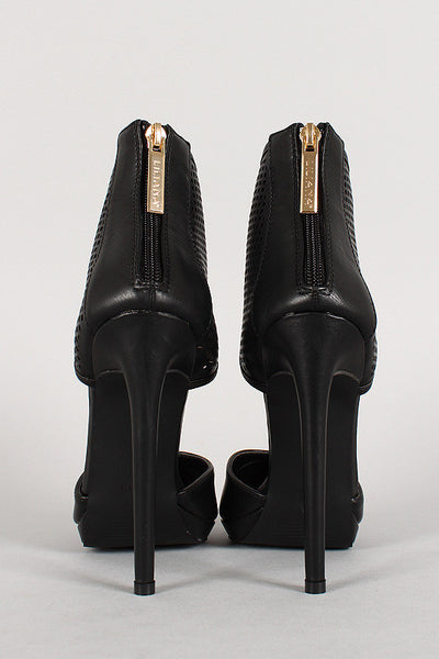 Liliana Perforated Ankle Cuff Pointy Toe Stiletto Pump