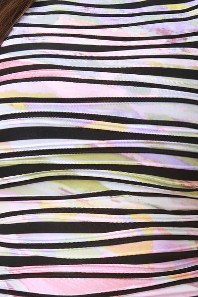 Nylon Striped Bodycon Dress