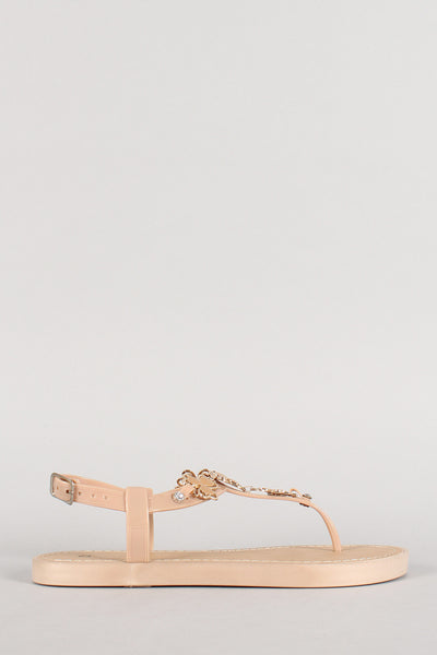Jelly Enamel Shamrock Thong Flat Sandal