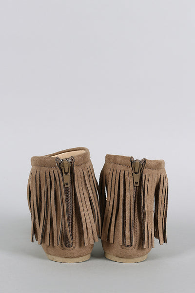 Wild Diva Lounge Faux Suede Fringe Pointy Toe Flat