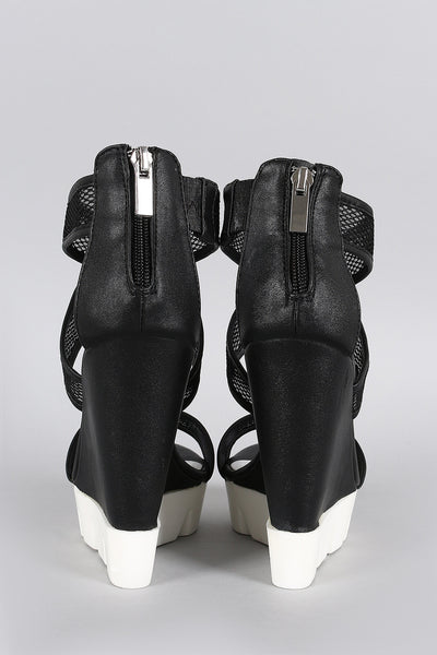 Bamboo Mesh Lug Sole Platform Wedge