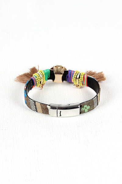 Neon Tribal Embroidered Bracelet
