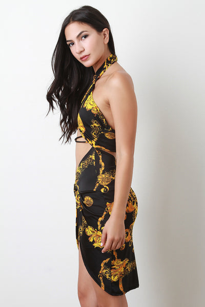 Baroque Surplice Open Front Dress