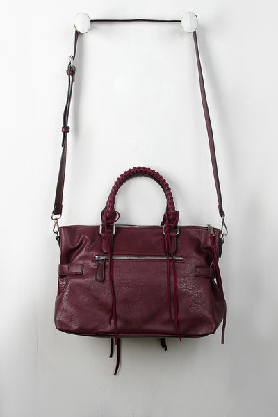 Vegan Leather Suede Threaded Bag