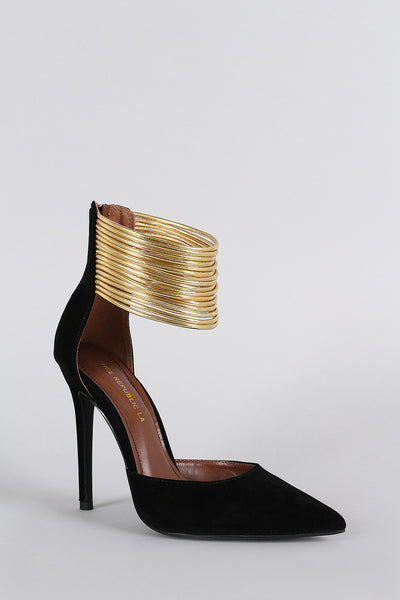 Shoe Republic LA Gold Cuff Pointy Toe Pump