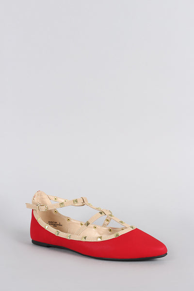 Bamboo Studded Cage Pointy Toe Flat