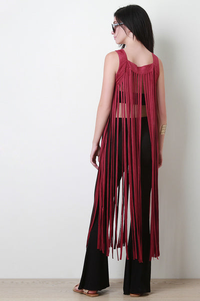 Suede Falling Fringe Maxi Top