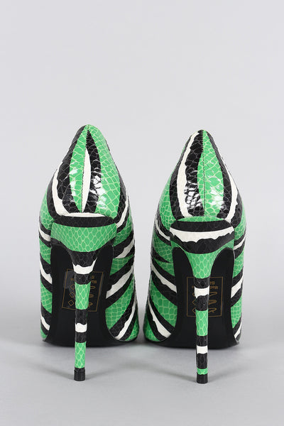 Shoe Republic LA Colorful Snake Pointy Toe Pump