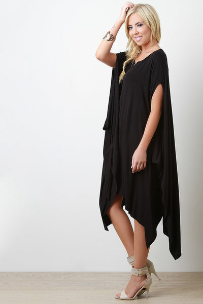 Solid Color Handkerchief Poncho Dress