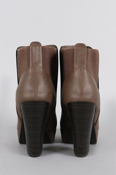 Wild Diva Lounge Elastic Gores Platform Chunky Heeled Booties