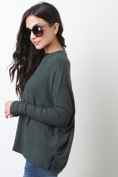 Casual Long Sleeves Dolman Trapeze Top