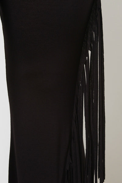 Jersey Knit Side Fringe Flared Bottom Pants