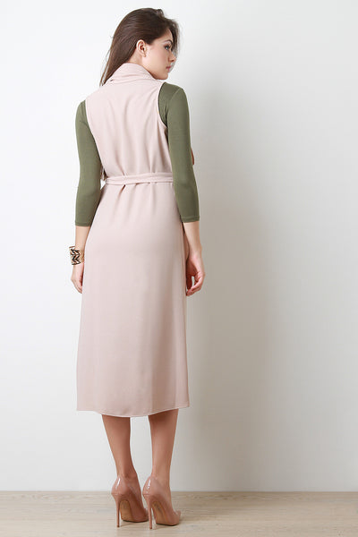 Crepe Ruffle Longline Vest