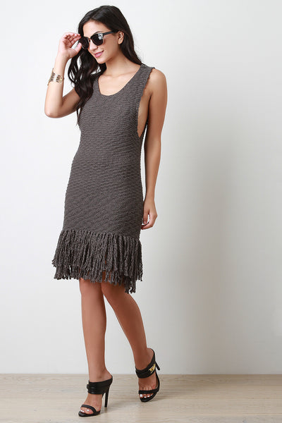 Chunky Knit Fringe Hem Dress