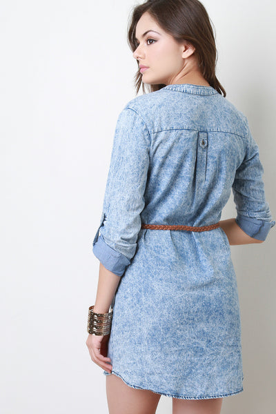 Belted Denim Button-Up Dress
