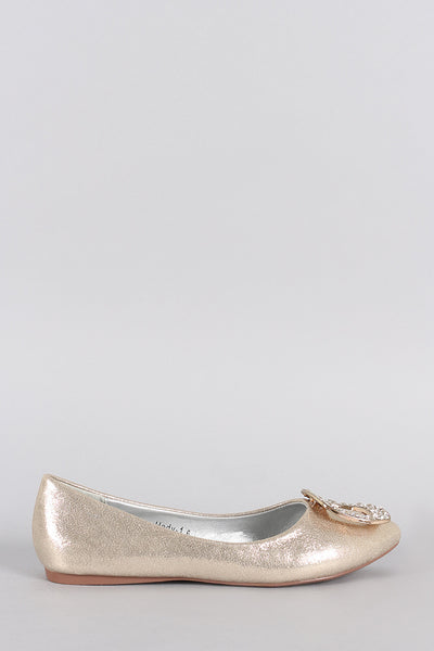 Princess Metallic Embellished Pointy Toe Flat