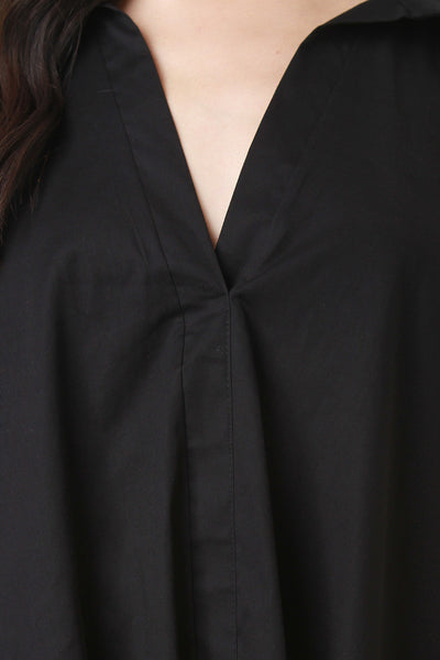 Back Cutout V-Neck Long Sleeves High Low Dress
