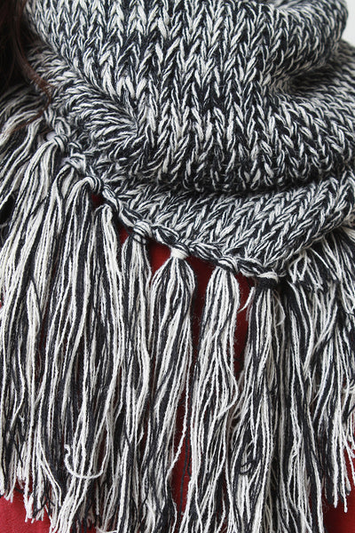 Two-Tone Fringe Muffler Scarf