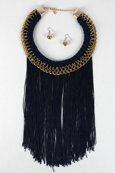 Braided Floss Curb Link Necklace