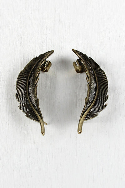 Drifting Feather Cuff Earrings