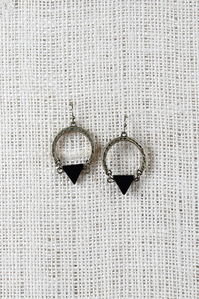 Textured Triangle Stone Earrings