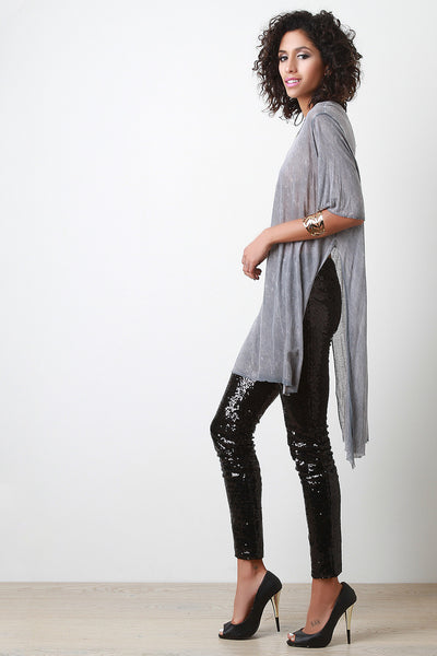 Semi-Sheer Oversize Side Slit Tee