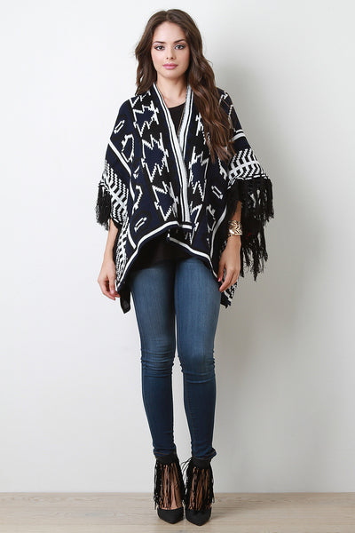 Open Front Tribal Knit Kimono