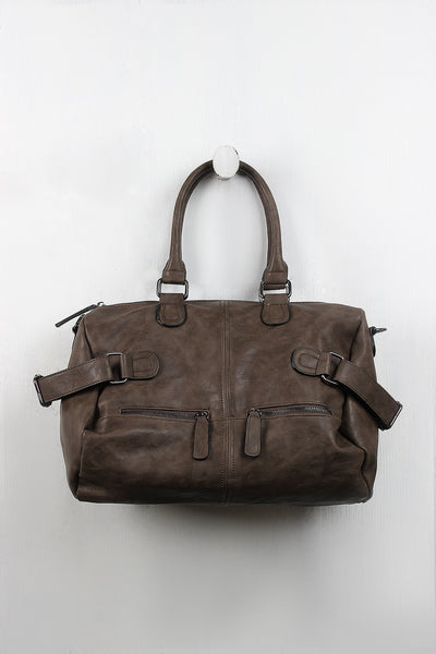 Vegan Leather Double Zip Commuter Bag