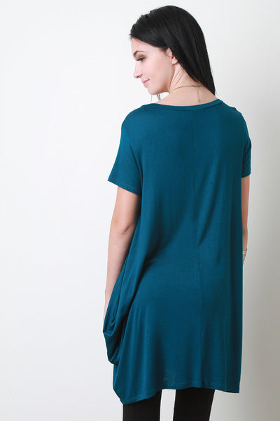 Short Sleeve Boat Neck Long Tee