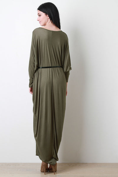 V-Neck Dolman Sleeve Maxi Dress