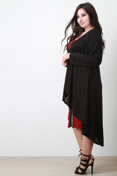 Longline Drape Open Front Cardigan
