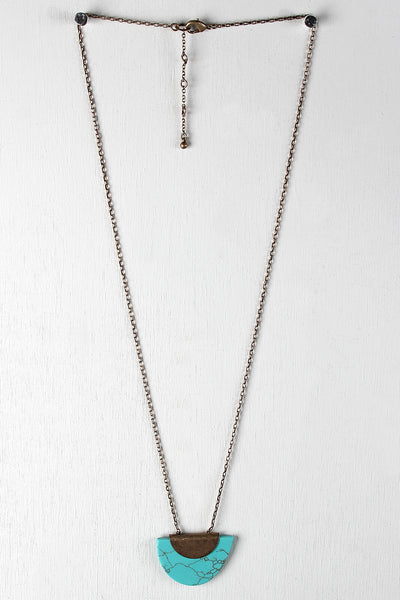 Turquoise Half Circle Gemstone Necklace