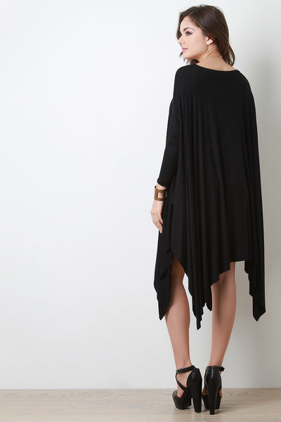 Dolman Sleeve Handkerchief Midi Dress