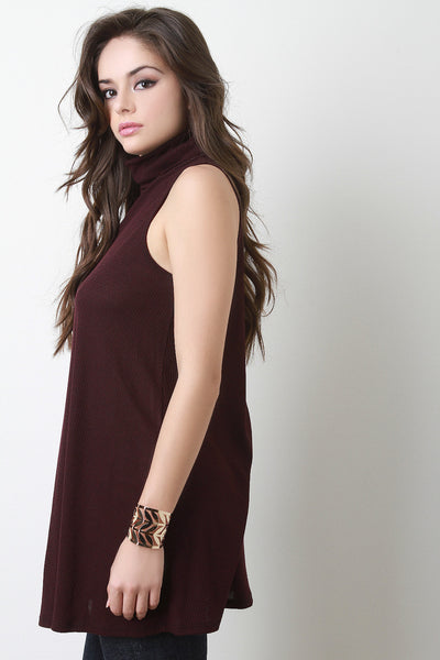 Sleeveless Turtleneck A-Line Top