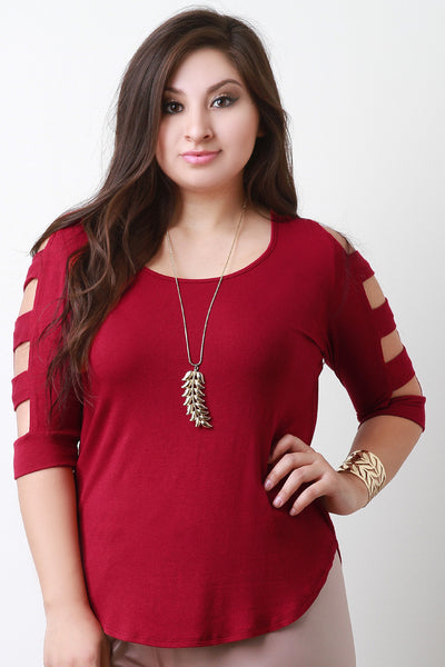 Strappy Quarter Sleeves Solid Top