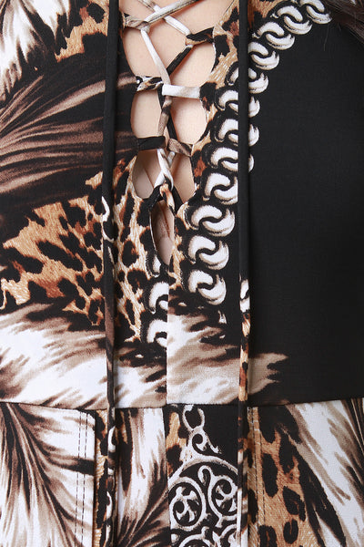 Printed Long Side Tier Romper