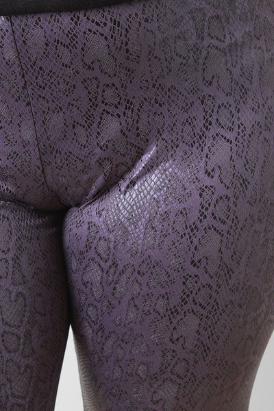 Glossy Snake Vegan Leather Leggings