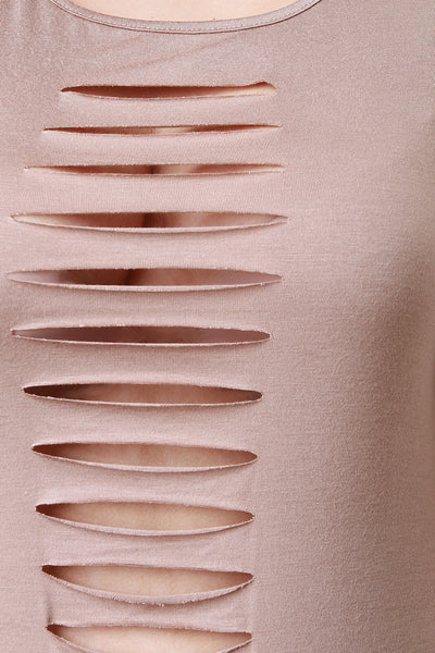 Slashed Deep Slit Short Sleeves Maxi Top